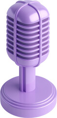 3D illustration of a purple podcast microphone icon isolated.