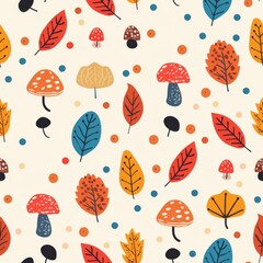 Kids Autumn-Themed Wallpaper in Flat Design

