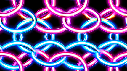 Neon Chain Link Pattern With Vibrant Blue and Pink Colors