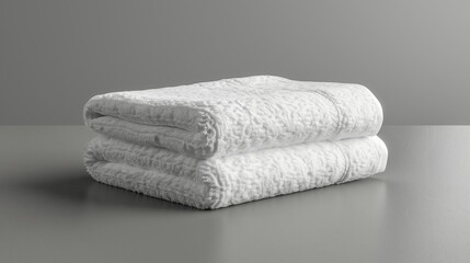 White cotton towel mock up isolated on grey background.