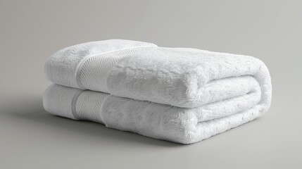 White cotton towel mock up isolated on grey background.