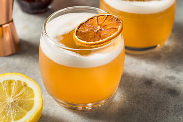 Cold Boozy Whiskey Sour Cocktail