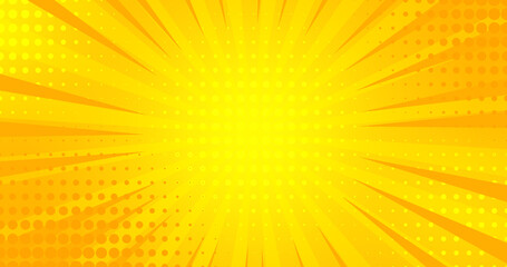 Abstract yellow orange pattern. Cartoon comics book pop art spiral. Children design style. Dynamic retro texture. Dynamic speed lines. Halftone kid funny banner. Vintage backdrop for superhero text ©  Khadzhyohlo Mykola