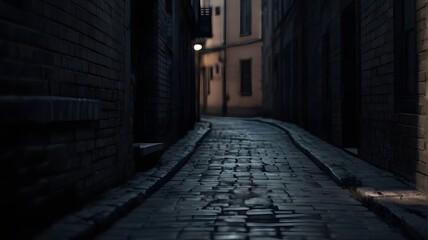 Obraz premium Dark empty street in old town. Cinematic Background Landscape.