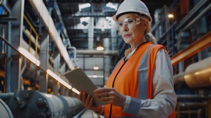 Female Engineer Inspecting Factory Operations