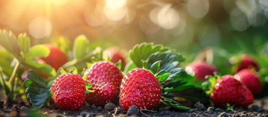 Ripe Strawberries Close Up on Ground
