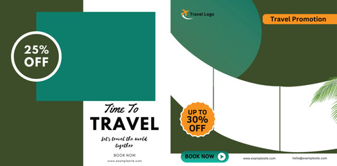 Traveling social media post banner template design, Tour travel holiday tourism marketing social media post