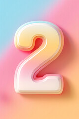 Naklejka premium Countdown number 2 illustration poster, anniversary birthday party celebration countdown concept illustration