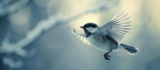 Obraz premium Small Bird Flying Near Tree