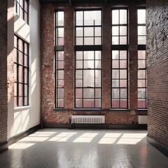 empty room with window. old abandoned building with windows