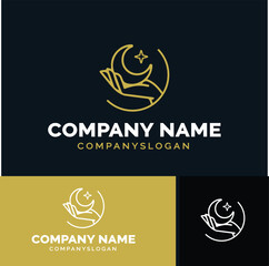 Moon hand logo design, vector logo design 