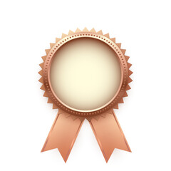 Bronze medal for third place with ribbons and free space for award nomination name. Winner rank three on white background. Championship in sport or movie vector illustration