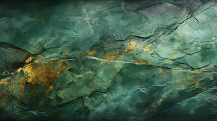 Painted Elegant Dark Green Colors With Marbled Stone or Rock Wall Texture Background