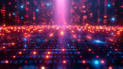 Cryptocurrency technology network neon laser light. Cryptocurrency digital currency concept.generative ai