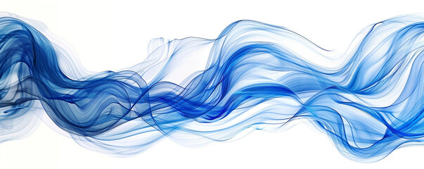 Whirlwind Waves, Swirling Blue and White Wavy Abstract, Wind Inspired, Isolated on White