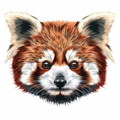 Portrait of red panda Ailurus. Vector illustration.