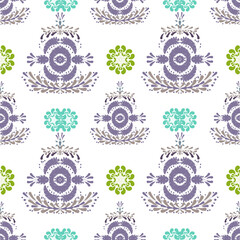 Seamless floral pattern, imitating nature in soft tones. Used in printing fabric patterns, batik fabric, wrapping paper, wallpaper, and room decoration.