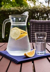 carafe d'eau aromatisée avec du citron