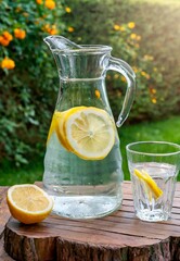 carafe d'eau aromatisée avec du citron