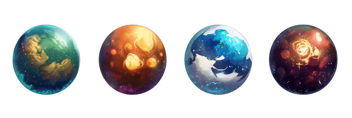 Planets set for a space exploration mobile game