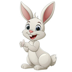 Happy Easter Bunny with Egg, Cute Cartoon Rabbit, White, Playful, Joyful, Solo, Funny, Seasonal, Lovely, Artistic Illustration