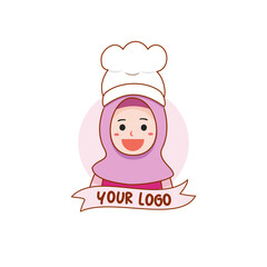 Logo Hijab Chef Illustration
