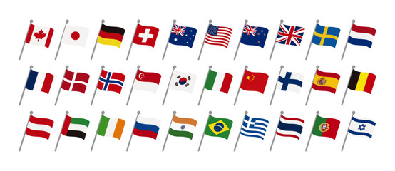 ベストカントリー 国旗アイコンセット ベクターイラスト