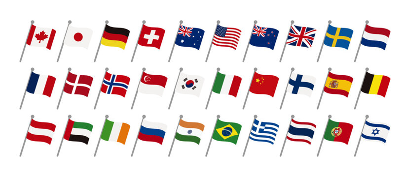 ベストカントリー 国旗アイコンセット ベクターイラスト