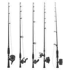 Naklejka premium silhouette fishing rod full black color only