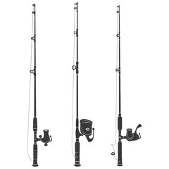 silhouette fishing rod full black color only