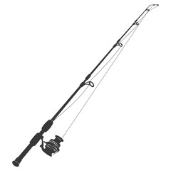 silhouette fishing rod full black color only