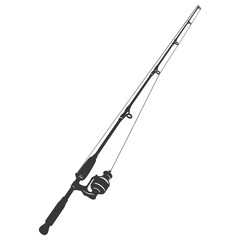 silhouette fishing rod full black color only