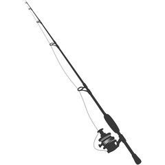 silhouette fishing rod full black color only