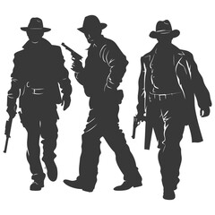 silhouette mafia in action full body black color only