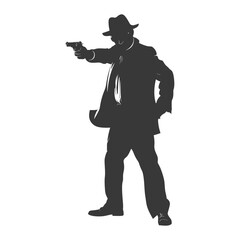 silhouette mafia in action full body black color only