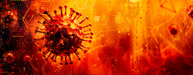 Prepared for the next pandemic? A virus on a yellow background. Biological danger.