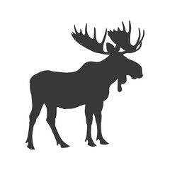 silhouette moose animal full body black color only