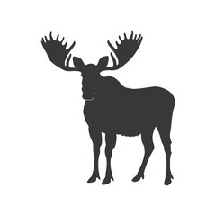 silhouette moose animal full body black color only