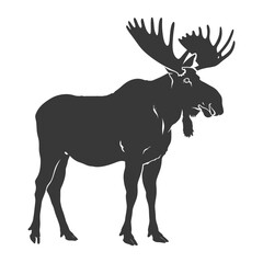 silhouette moose animal full body black color only