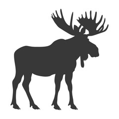 silhouette moose animal full body black color only