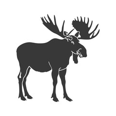 silhouette moose animal full body black color only