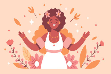 Animated character celebrates spring with a blissful expression