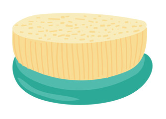 Body brush in flat design. Rounded wooden tool for washing and massage. Vector illustration isolated.