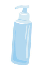 Lotion bottle in flat design. Cosmetic liquid product in container with dispenser. Vector illustration isolated.