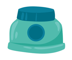 Cream jar in flat design. Facial or body skin care cosmetic product. Vector illustration isolated.