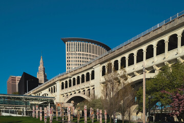 Fototapeta premium Skyline of Cleveland's Downtown (Ohio) USA on sunny day