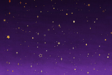 背景素材_水彩の夜空_ラメ