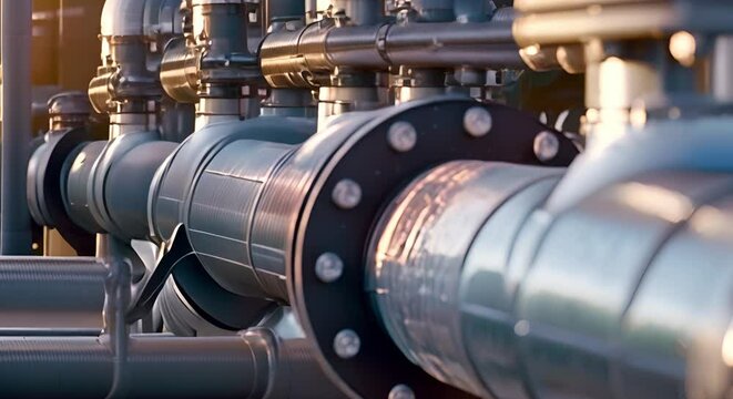 Industrial pipes move captured CO2 to underground storage for carbon sequestration. Concept Carbon Sequestration, Industrial Pipes, CO2 Capture, Underground Storage, Climate Action