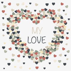 Heart frame. Many hearts. Love symbol icon set. Vector love symbol.