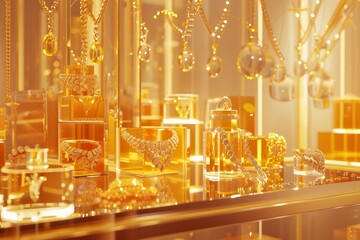 A store with a lot of gold and silver jewelry on display